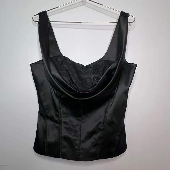 White House Black Market Black Satin and Lace Bustier - Picture 2 of 13